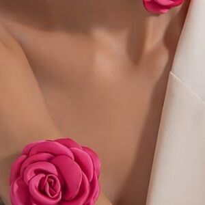 Made with a soft Pink Ribbon Choker Necklace and Bracelet